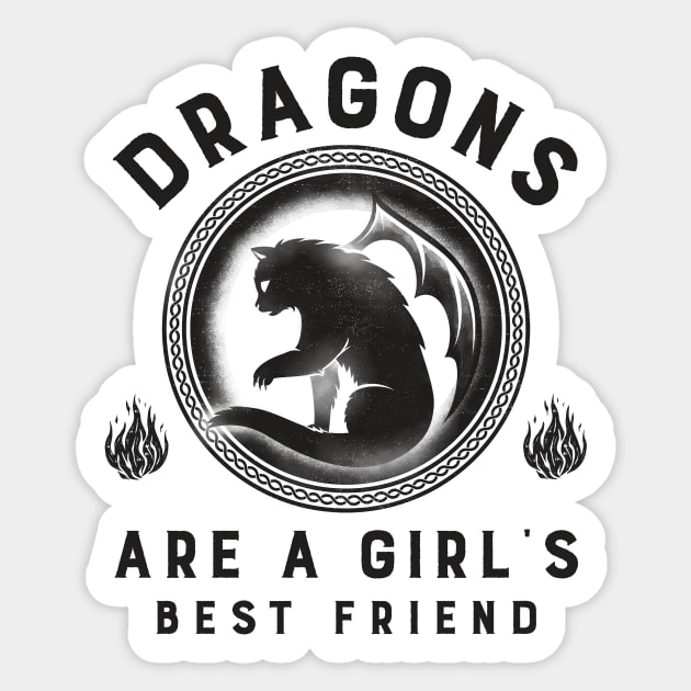 Dragons Are A Girl's Best Friend Dragon Cat Girl Woman Friendship Gift Sticker by Groovy Outfits
